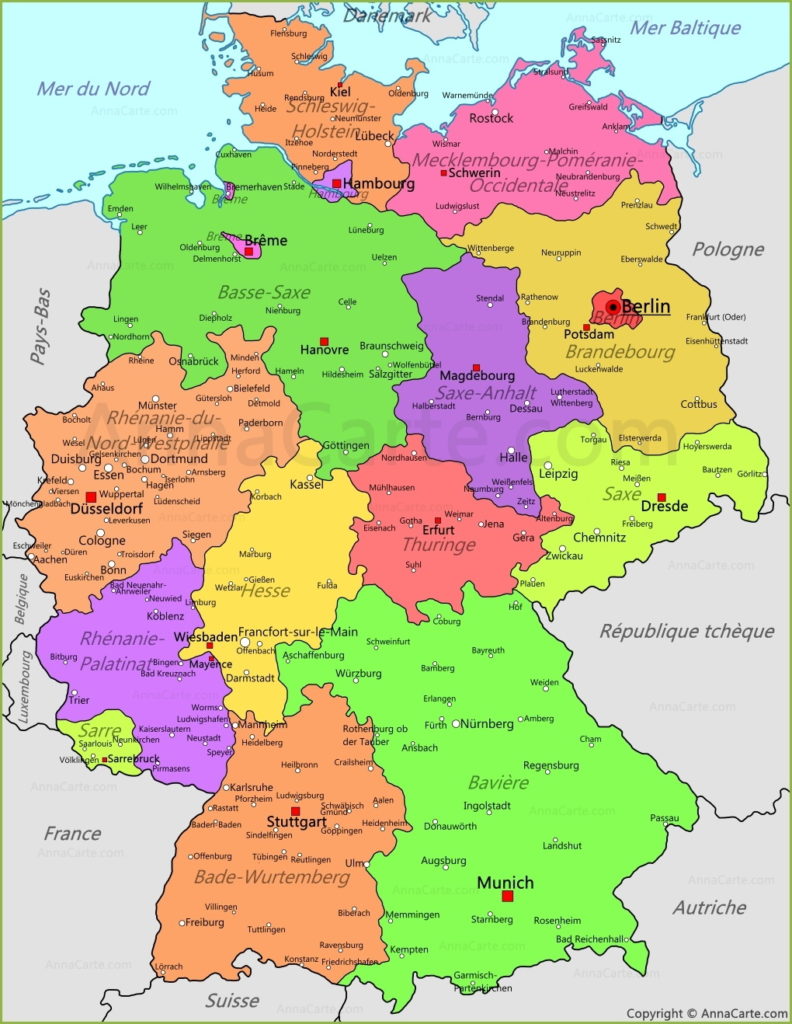 carte des länder allemands